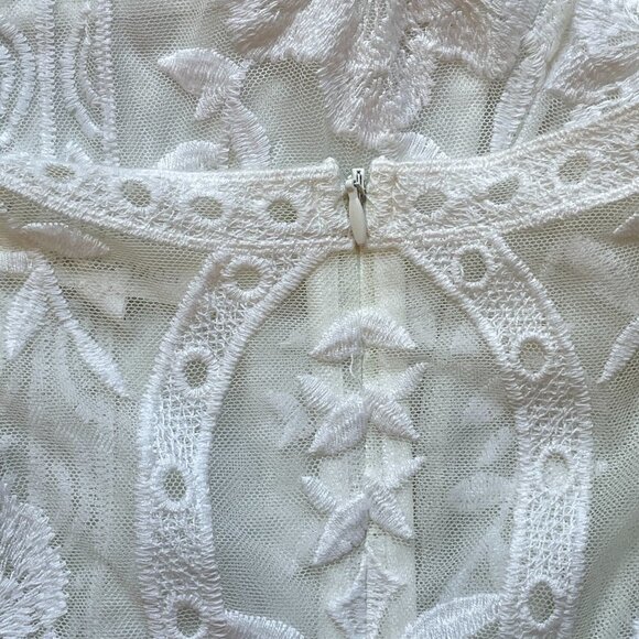 Honey Punch As You Wish White Lace Embroidered Romper with Plunge V-Neck  Buckle - Picture 7 of 11